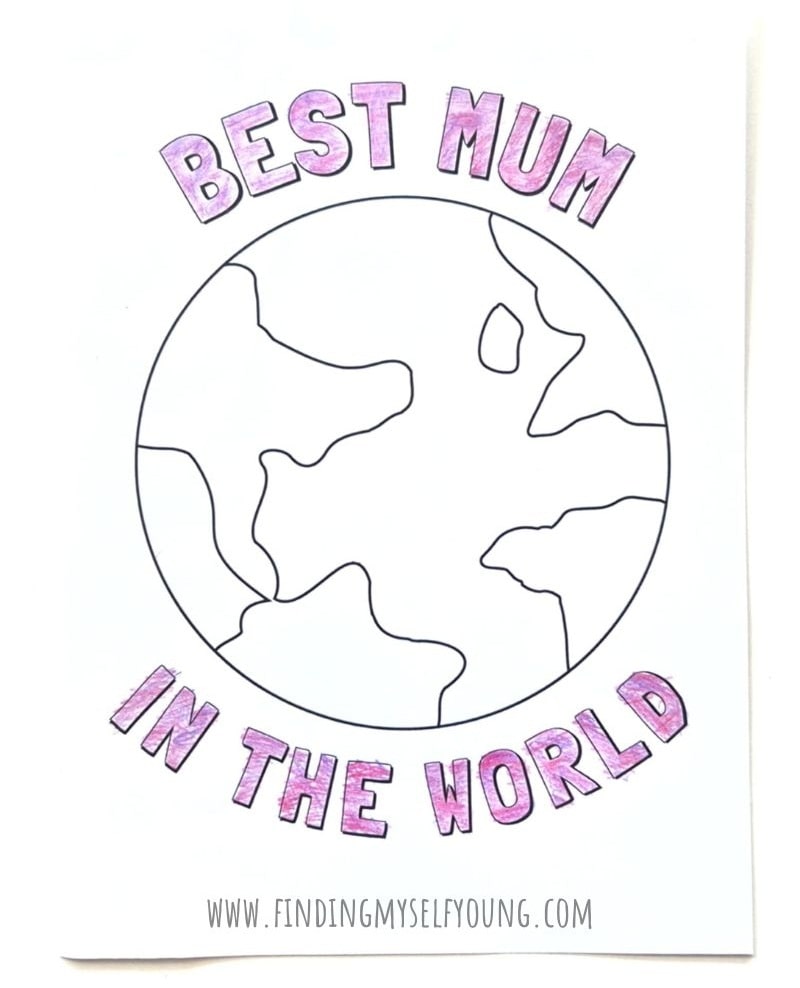 best mum in the world craft coloured in pink.